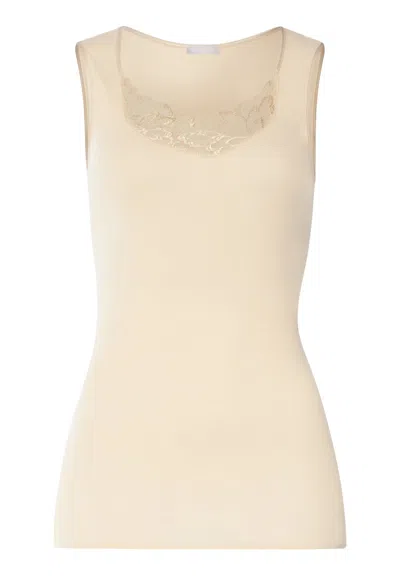 Hanro Belen Embroidered Cotton Tank Top In Neutral