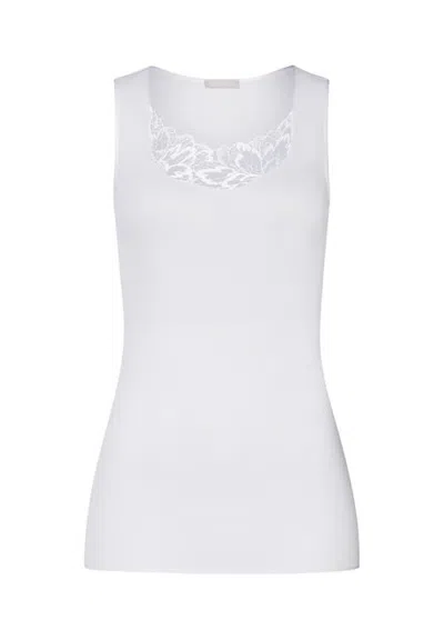 Hanro Belen Embroidered Cotton Tank Top In White