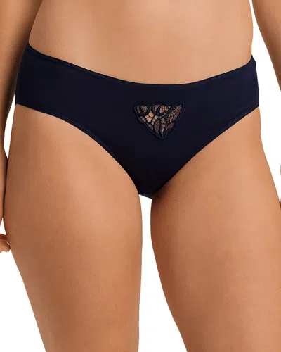Hanro Belina Cotton Hi Cut Brief In Deep Navy