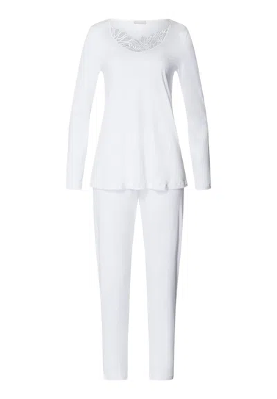 Hanro Belina Cotton Pajama Set In White