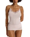 Hanro Belina Cotton V Neck Spaghetti Camisole In Rosewater