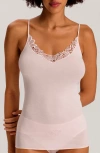Hanro Belina Cotton V Neck Spaghetti Camisole In Rosewater