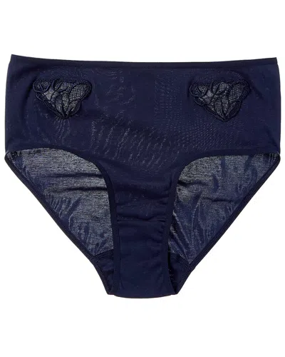 Hanro Belina Embroidered Full Brief In Blue