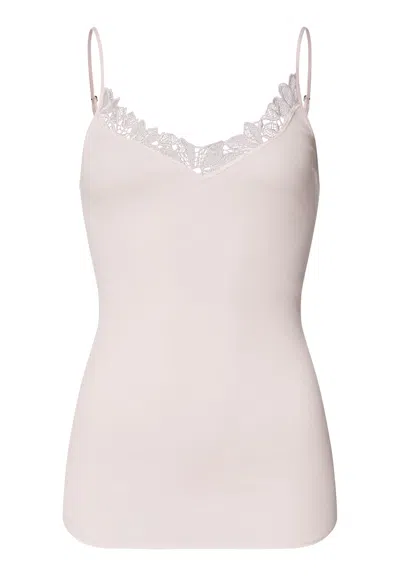 Hanro Belina V-neck Cotton Camisole In Pink