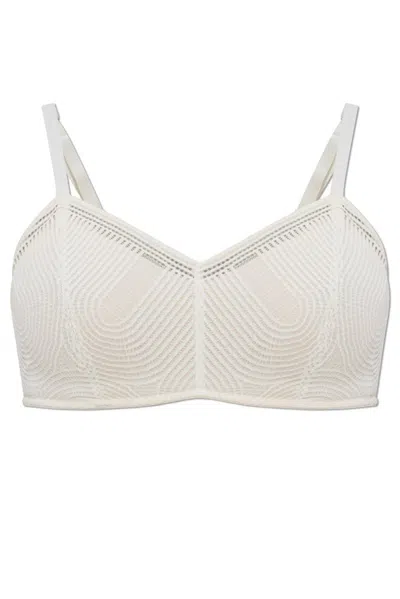 Hanro Lace-panelled Bra In Beige