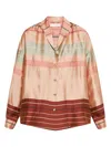 Hanro Hannah Striped Colorblocked Silk-blend Shirt In Pink