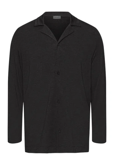 Hanro Casuals Long Sleeve Button Front Shirt In Caviar