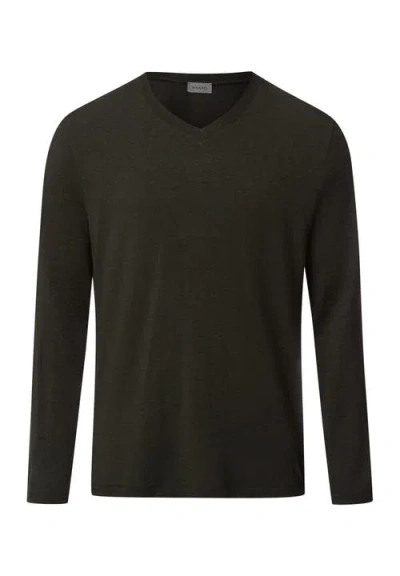 Hanro Casuals Long Sleeve V-neck Top In Black