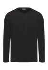 Hanro Casuals Long Sleeve V-neck Top In Caviar