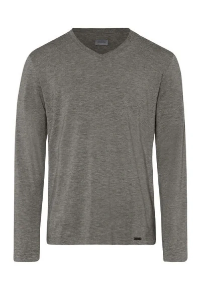 Hanro Casuals Long Sleeve V-neck Top In Gray