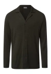 Hanro Casuals Notch Collar Button Front Shirt In Black