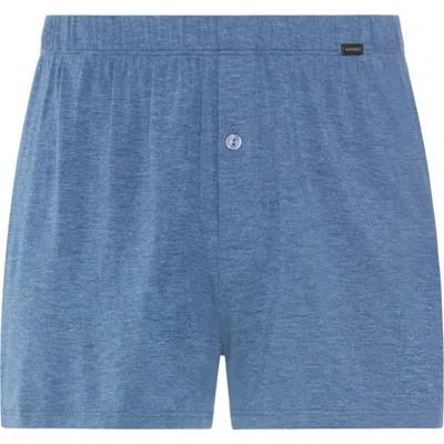 Hanro Casuals Single Jersey Boxer With Button Fly In Tanzanite Melange
