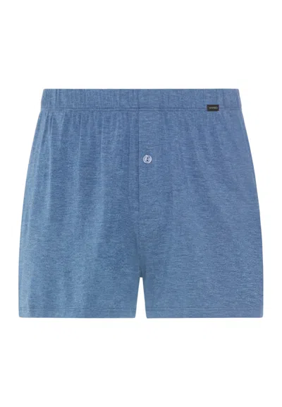 Hanro Casuals Single Jersey Boxer With Button Fly In Tanzanite Melange