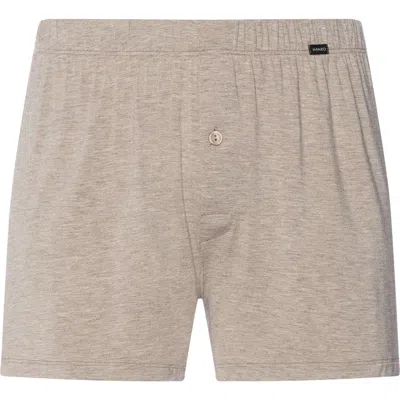 Hanro Casuals Single Jersey Boxers With Button Fly In Brown