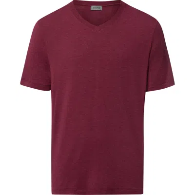 Hanro Casuals Soft V-neck T-shirt In Burgundy
