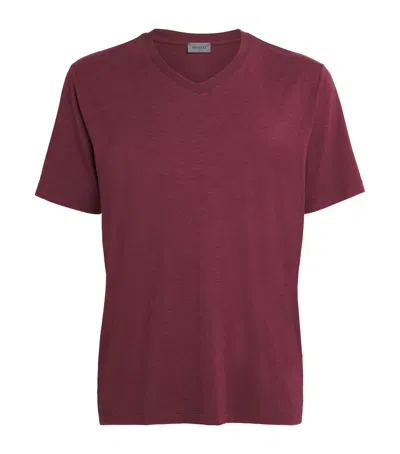 Hanro Casuals V-neck T-shirt In Burgundy