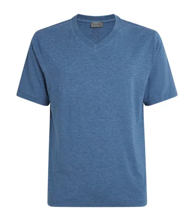 Hanro Casuals V-neck Pyjama Top In Blue