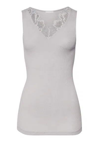 Hanro Celeste Wool And Silk Lace Trim Tank Top In Animal Print