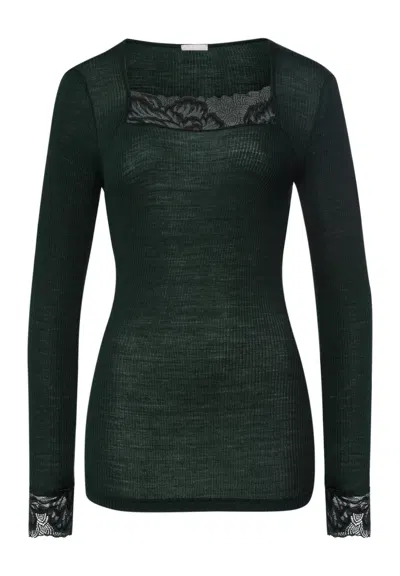 Hanro Celeste Wool And Silk Lace Trim Top In Multi
