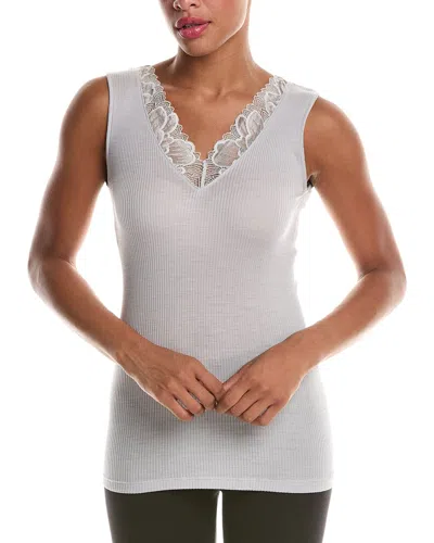 Hanro Celeste Wool & Silk-blend Lace Trim Tank In Gray