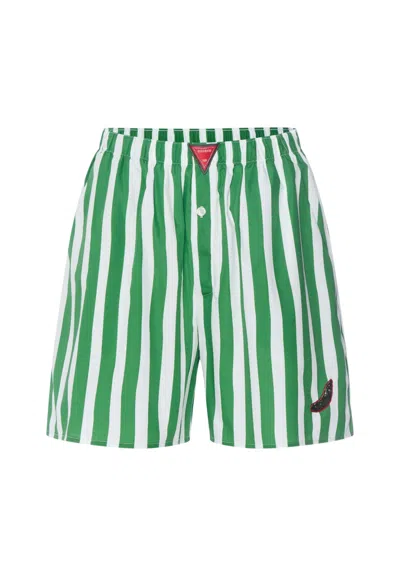 Hanro X Charlotte Adam Striped Shorts In Green