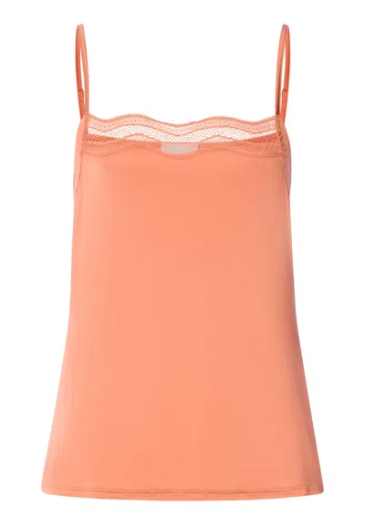 Hanro Cira Scalloped Lace Camisole In Orange