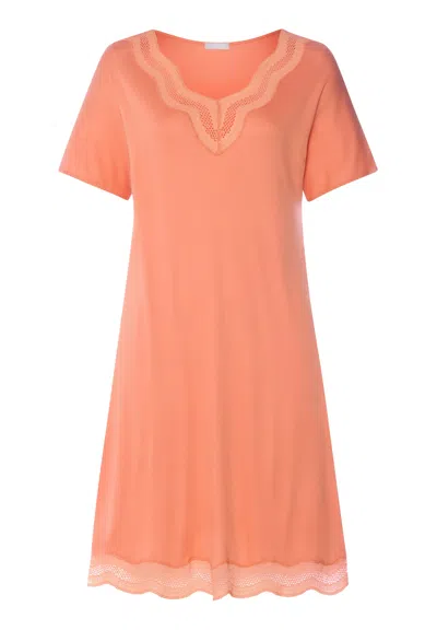 Hanro Cira Scalloped Lace Tencel™ Nightgown In Orange