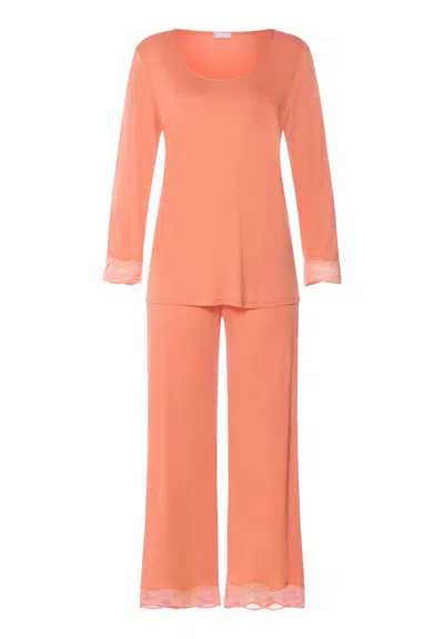 Hanro Cira Scalloped Lace Tencel™ Pajama Set In Orange