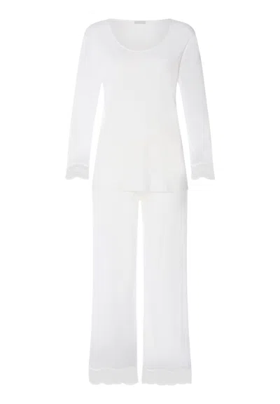 Hanro Cira Scalloped Lace Tencel™ Pajama Set In White