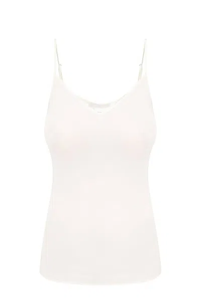 Hanro Womens V-neck Cotton-jersey Top Pale Cream In Beige