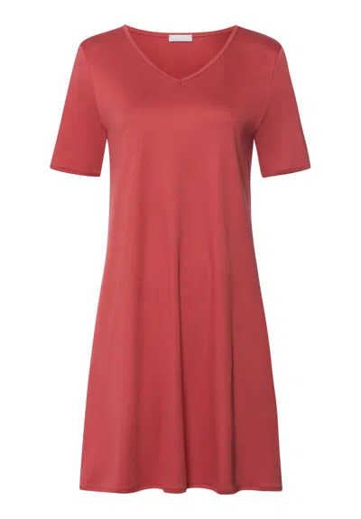 Hanro Cleo Cotton Nightgown In Red
