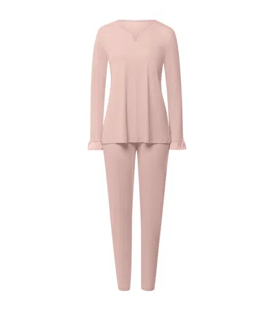 Hanro Cotton-blend Claire Pyjama Set In Brown