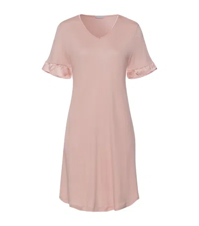 Hanro Cotton-blend Short-sleeve Claire Nightdress In Brown