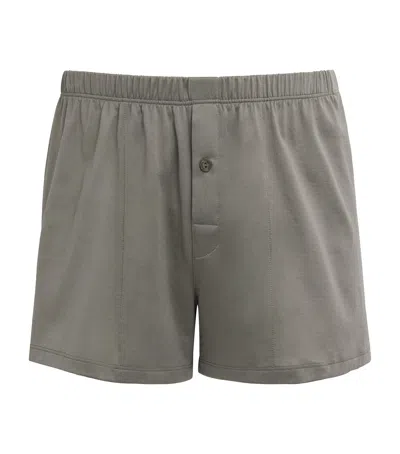 Hanro Cotton Boxer Shorts In Green