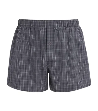 Hanro Cotton Check Fancy Woven Boxers In Gray