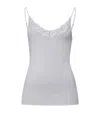 Hanro Belina Cotton V Neck Spaghetti Camisole In Blue