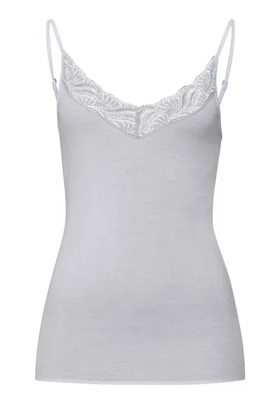 Hanro Cotton Delight Lace Trim Cotton Camisole In Gray