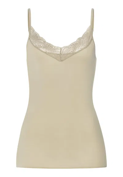 Hanro Cotton Delight Lace Trim Cotton Camisole In Neutral