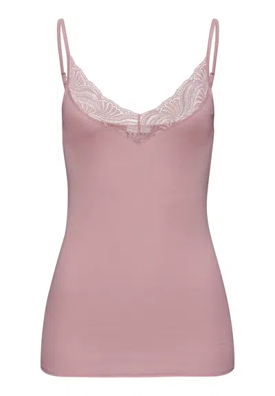 Hanro Cotton Delight Lace Trim Cotton Camisole| Woodrose 71836-2312 In Animal Print