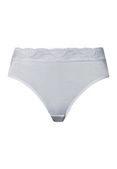 Hanro Cotton Delight Lace Trim Cotton High Cut Brief In Gray