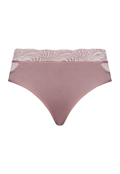 Hanro Cotton Delight Lace Trim Cotton High Cut Brief In Pink