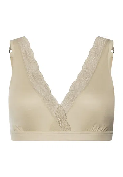 Hanro Cotton Delight Lace Trim Cotton Soft Cup Bra In Neutral
