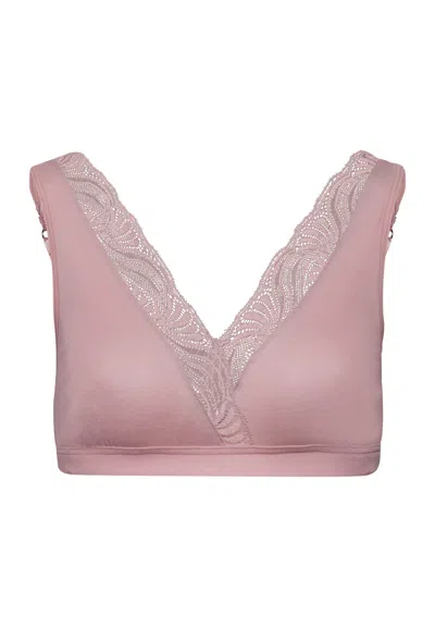 Hanro Cotton Delight Lace Trim Cotton Soft Cup Bra In Pink