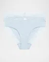 Hanro Cotton Delight Lace-trim High-cut Briefs In Blue