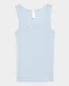 Hanro Cotton Delight Lace-trim Tank Top In Blue