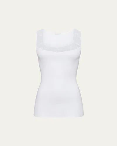 Hanro Cotton Delight Lace-trim Tank Top In White