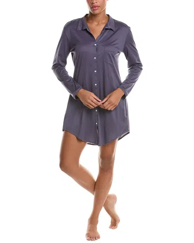 Hanro Cotton Deluxe Boyfriend Sleepshirt In Blue