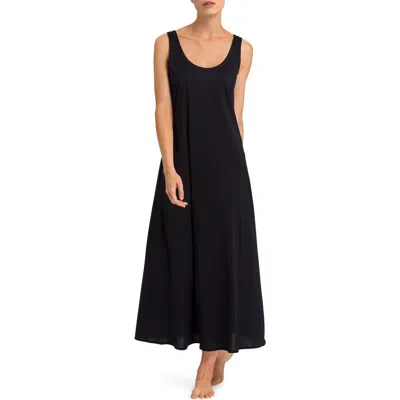 Hanro Cotton Deluxe Cotton Tank Nightgown In Black
