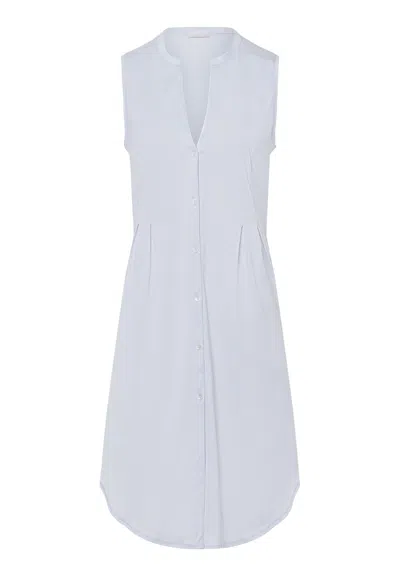 Hanro Cotton Deluxe Sleeveless Shirtwaist Nightgown In Blue Glow