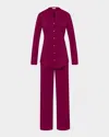 Hanro Cotton Deluxe Pajamas In Deep Poppy